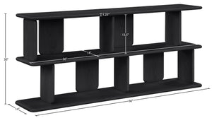 Meridian Furniture Nexa Art Deco Oak Veneer Media Console with Open Linear Shelving for Modern Living Rooms Black 77064Black