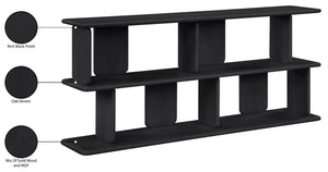 Meridian Furniture Nexa Art Deco Oak Veneer Media Console with Open Linear Shelving for Modern Living Rooms Black 77064Black