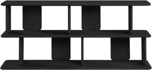 Meridian Furniture Nexa Art Deco Oak Veneer Media Console with Open Linear Shelving for Modern Living Rooms Black 77064Black