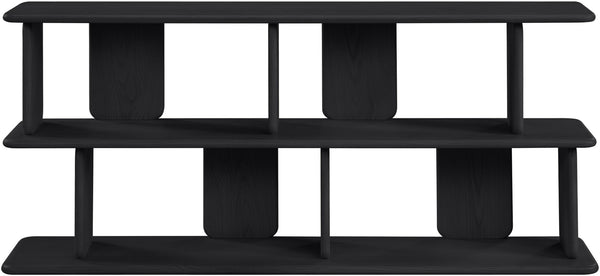 Meridian Furniture Nexa Art Deco Oak Veneer Media Console with Open Linear Shelving for Modern Living Rooms Black 77064Black