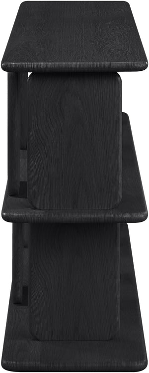 Meridian Furniture Nexa Art Deco Oak Veneer Media Console with Open Linear Shelving for Modern Living Rooms Black 77064Black