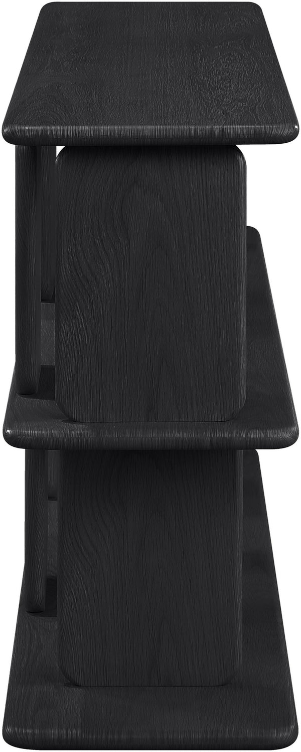 Meridian Furniture Nexa Art Deco Oak Veneer Media Console with Open Linear Shelving for Modern Living Rooms Black 77064Black