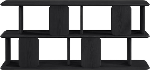 Meridian Furniture Nexa Art Deco Oak Veneer Media Console with Open Linear Shelving for Modern Living Rooms Black 77064Black