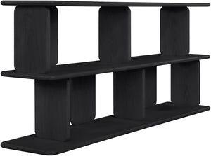 Meridian Furniture Nexa Art Deco Oak Veneer Media Console with Open Linear Shelving for Modern Living Rooms Black 77064Black