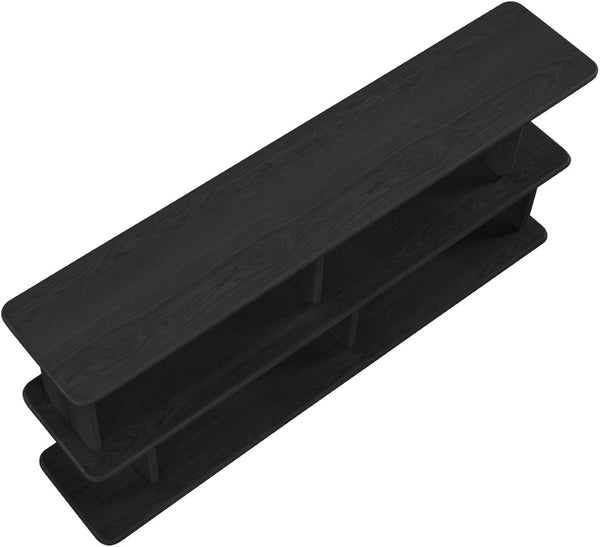 Meridian Furniture Nexa Art Deco Oak Veneer Media Console with Open Linear Shelving for Modern Living Rooms Black 77064Black