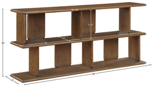 Meridian Furniture Nexa Art Deco Oak Veneer Media Console with Open Linear Shelving for Modern Living Rooms Brown 77064Brown