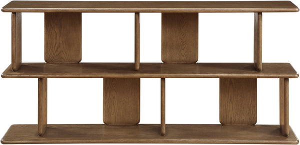 Meridian Furniture Nexa Art Deco Oak Veneer Media Console with Open Linear Shelving for Modern Living Rooms Brown 77064Brown