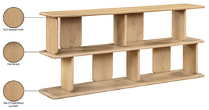 Meridian Furniture Nexa Art Deco Oak Veneer Media Console with Open Linear Shelving for Modern Living Rooms Natural 77064Natural