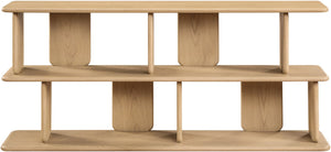 Meridian Furniture Nexa Art Deco Oak Veneer Media Console with Open Linear Shelving for Modern Living Rooms Natural 77064Natural