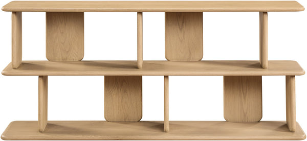 Meridian Furniture Nexa Art Deco Oak Veneer Media Console with Open Linear Shelving for Modern Living Rooms Natural 77064Natural