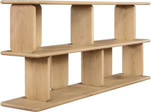 Meridian Furniture Nexa Art Deco Oak Veneer Media Console with Open Linear Shelving for Modern Living Rooms Natural 77064Natural