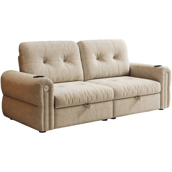 English Elm It Chenille Convertible Sleeper Loveseat with Steel Frame for Compact Living Spaces W3820S00018