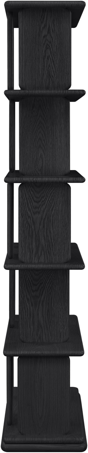 Meridian Furniture Nexa Tall Open Shelf Bookcase Oak Veneer Art Deco Style for Office and Living Room Storage Black 77065Black