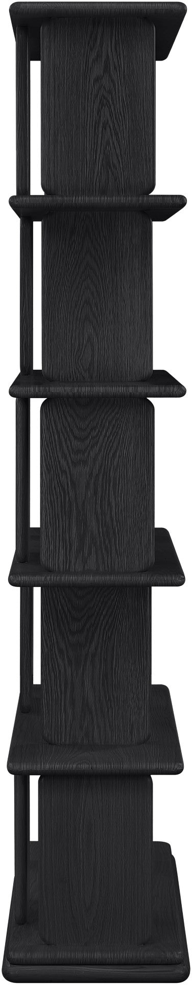 Meridian Furniture Nexa Tall Open Shelf Bookcase Oak Veneer Art Deco Style for Office and Living Room Storage Black 77065Black