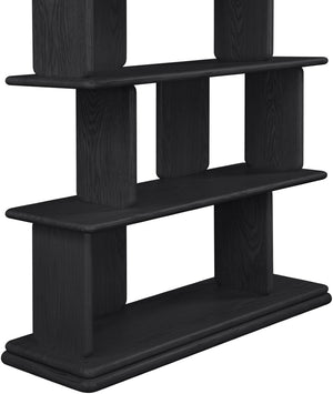Meridian Furniture Nexa Tall Open Shelf Bookcase Oak Veneer Art Deco Style for Office and Living Room Storage Black 77065Black