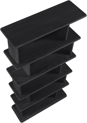 Meridian Furniture Nexa Tall Open Shelf Bookcase Oak Veneer Art Deco Style for Office and Living Room Storage Black 77065Black