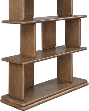 Meridian Furniture Nexa Tall Open Shelf Bookcase Oak Veneer Art Deco Style for Office and Living Room Storage Brown 77065Brown