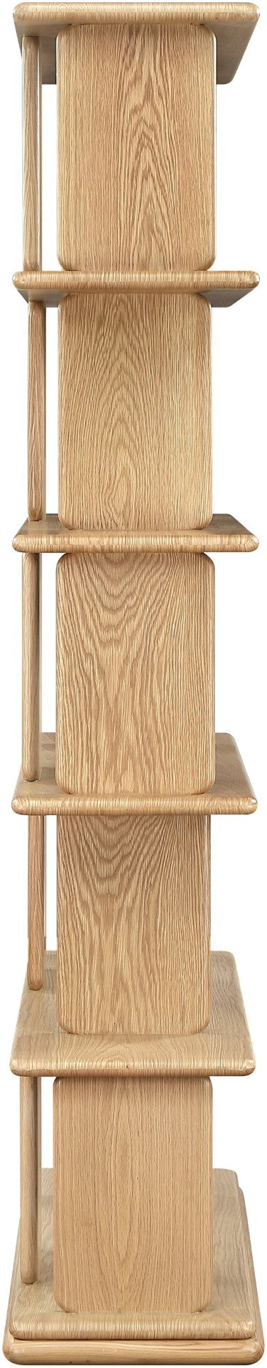 Meridian Furniture Nexa Tall Open Shelf Bookcase Oak Veneer Art Deco Style for Office and Living Room Storage Natural 77065Natural