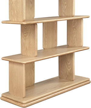 Meridian Furniture Nexa Tall Open Shelf Bookcase Oak Veneer Art Deco Style for Office and Living Room Storage Natural 77065Natural