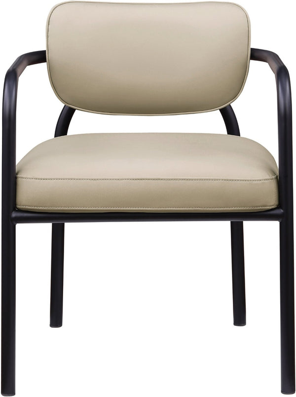 Meridian Furniture Serava Sculpted Vegan Leather Dining Chair with Matte Black Iron Frame for Modern Rooms Beige 77066Beige-C