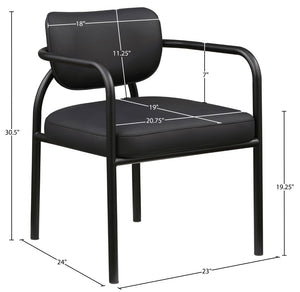 Meridian Furniture Serava Sculpted Vegan Leather Dining Chair with Matte Black Iron Frame for Modern Rooms Black 77066Black-C