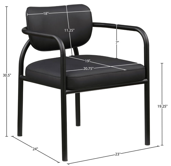 Meridian Furniture Serava Sculpted Vegan Leather Dining Chair with Matte Black Iron Frame for Modern Rooms Black 77066Black-C