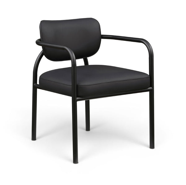 Meridian Furniture Serava Sculpted Vegan Leather Dining Chair with Matte Black Iron Frame for Modern Rooms Black 77066Black-C