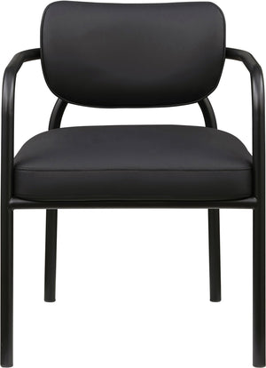 Meridian Furniture Serava Sculpted Vegan Leather Dining Chair with Matte Black Iron Frame for Modern Rooms Black 77066Black-C