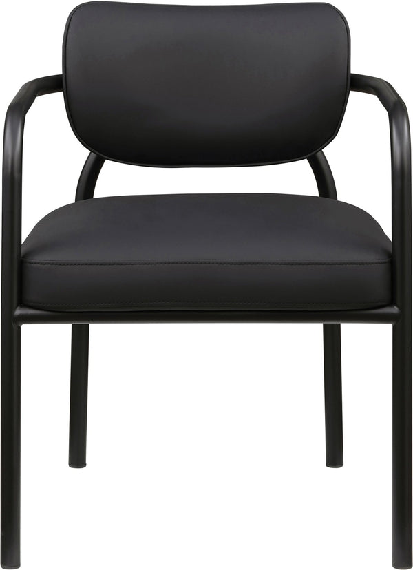 Meridian Furniture Serava Sculpted Vegan Leather Dining Chair with Matte Black Iron Frame for Modern Rooms Black 77066Black-C
