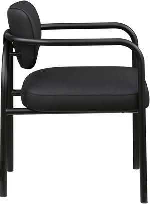 Meridian Furniture Serava Sculpted Vegan Leather Dining Chair with Matte Black Iron Frame for Modern Rooms Black 77066Black-C