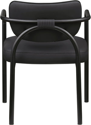 Meridian Furniture Serava Sculpted Vegan Leather Dining Chair with Matte Black Iron Frame for Modern Rooms Black 77066Black-C