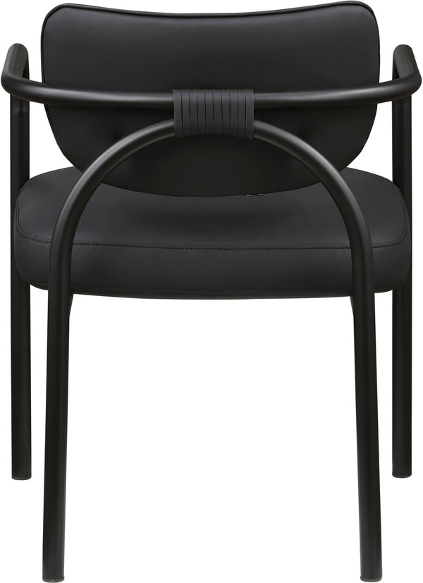 Meridian Furniture Serava Sculpted Vegan Leather Dining Chair with Matte Black Iron Frame for Modern Rooms Black 77066Black-C