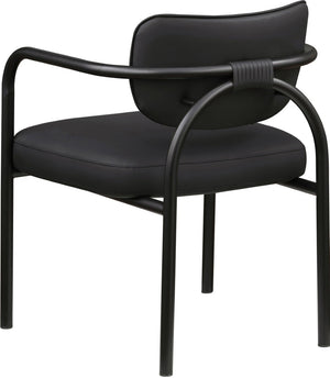 Meridian Furniture Serava Sculpted Vegan Leather Dining Chair with Matte Black Iron Frame for Modern Rooms Black 77066Black-C