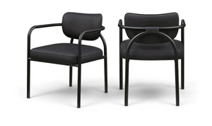 Meridian Furniture Serava Sculpted Vegan Leather Dining Chair with Matte Black Iron Frame for Modern Rooms Black 77066Black-C