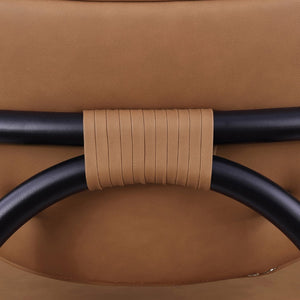 Meridian Furniture Serava Sculpted Vegan Leather Dining Chair with Matte Black Iron Frame for Modern Rooms Cognac 77066Cognac-C