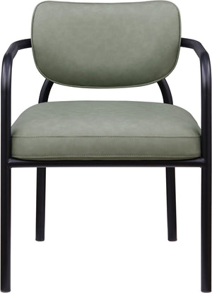 Meridian Furniture Serava Sculpted Vegan Leather Dining Chair with Matte Black Iron Frame for Modern Rooms Green 77066Green-C