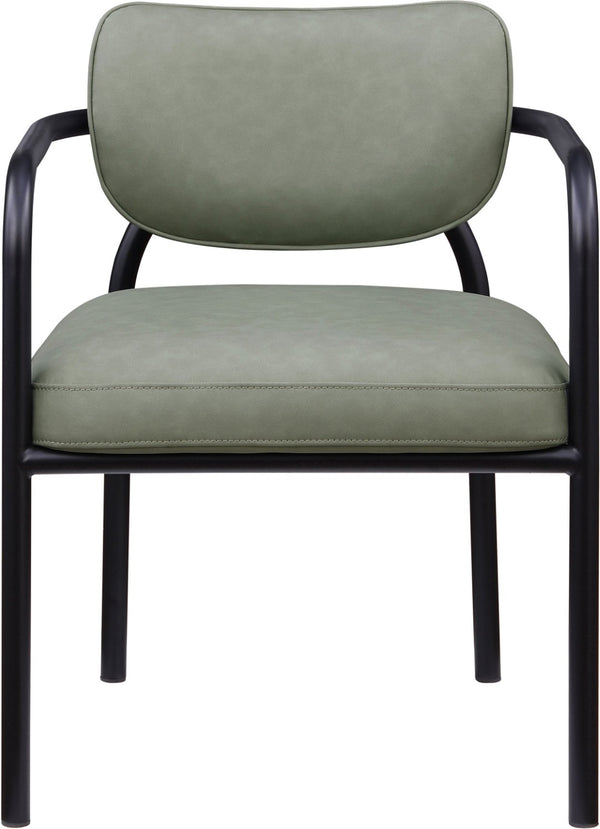 Meridian Furniture Serava Sculpted Vegan Leather Dining Chair with Matte Black Iron Frame for Modern Rooms Green 77066Green-C