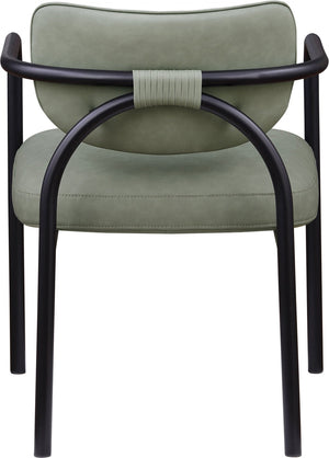 Meridian Furniture Serava Sculpted Vegan Leather Dining Chair with Matte Black Iron Frame for Modern Rooms Green 77066Green-C