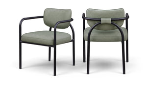 Meridian Furniture Serava Sculpted Vegan Leather Dining Chair with Matte Black Iron Frame for Modern Rooms Green 77066Green-C