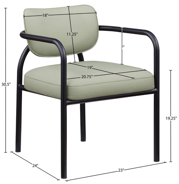Meridian Furniture Serava Sculpted Vegan Leather Dining Chair with Matte Black Iron Frame for Modern Rooms Mint 77066Mint-C