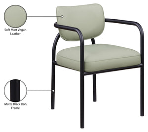 Meridian Furniture Serava Sculpted Vegan Leather Dining Chair with Matte Black Iron Frame for Modern Rooms Mint 77066Mint-C