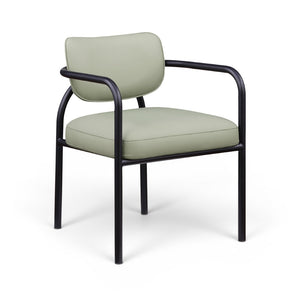 Meridian Furniture Serava Sculpted Vegan Leather Dining Chair with Matte Black Iron Frame for Modern Rooms Mint 77066Mint-C