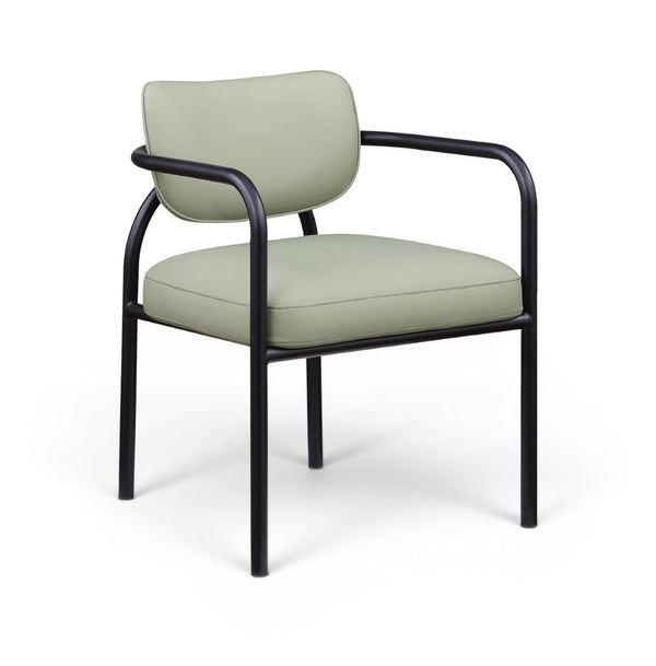 Meridian Furniture Serava Sculpted Vegan Leather Dining Chair with Matte Black Iron Frame for Modern Rooms Mint 77066Mint-C