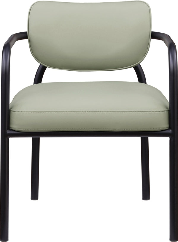 Meridian Furniture Serava Sculpted Vegan Leather Dining Chair with Matte Black Iron Frame for Modern Rooms Mint 77066Mint-C