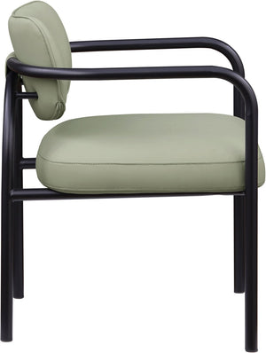 Meridian Furniture Serava Sculpted Vegan Leather Dining Chair with Matte Black Iron Frame for Modern Rooms Mint 77066Mint-C