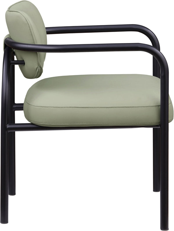 Meridian Furniture Serava Sculpted Vegan Leather Dining Chair with Matte Black Iron Frame for Modern Rooms Mint 77066Mint-C