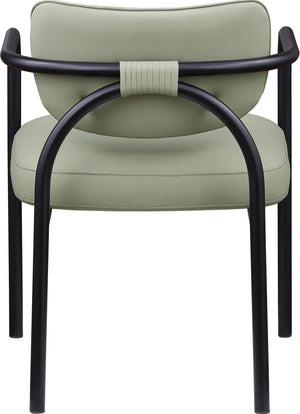 Meridian Furniture Serava Sculpted Vegan Leather Dining Chair with Matte Black Iron Frame for Modern Rooms Mint 77066Mint-C