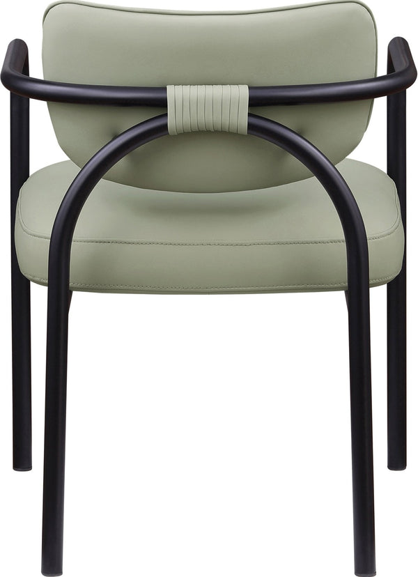 Meridian Furniture Serava Sculpted Vegan Leather Dining Chair with Matte Black Iron Frame for Modern Rooms Mint 77066Mint-C