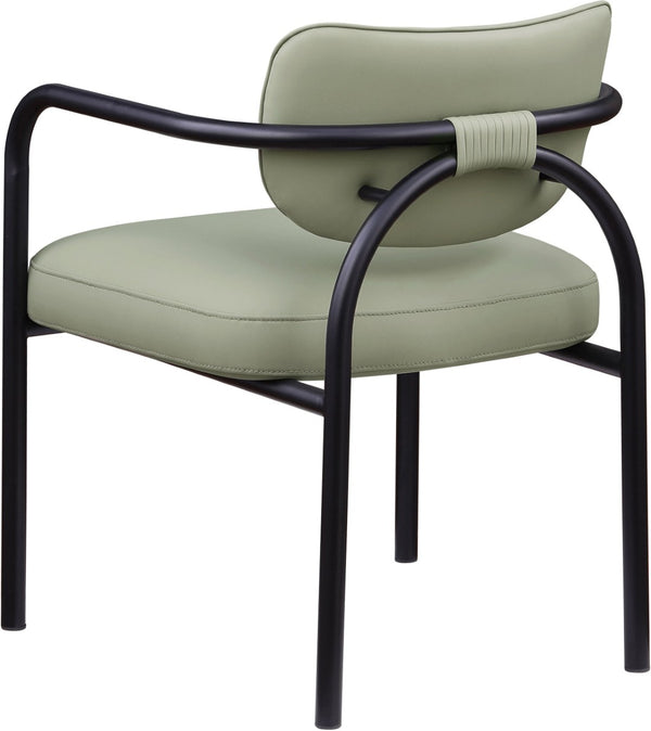 Meridian Furniture Serava Sculpted Vegan Leather Dining Chair with Matte Black Iron Frame for Modern Rooms Mint 77066Mint-C
