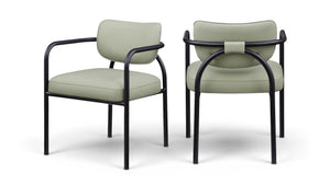Meridian Furniture Serava Sculpted Vegan Leather Dining Chair with Matte Black Iron Frame for Modern Rooms Mint 77066Mint-C